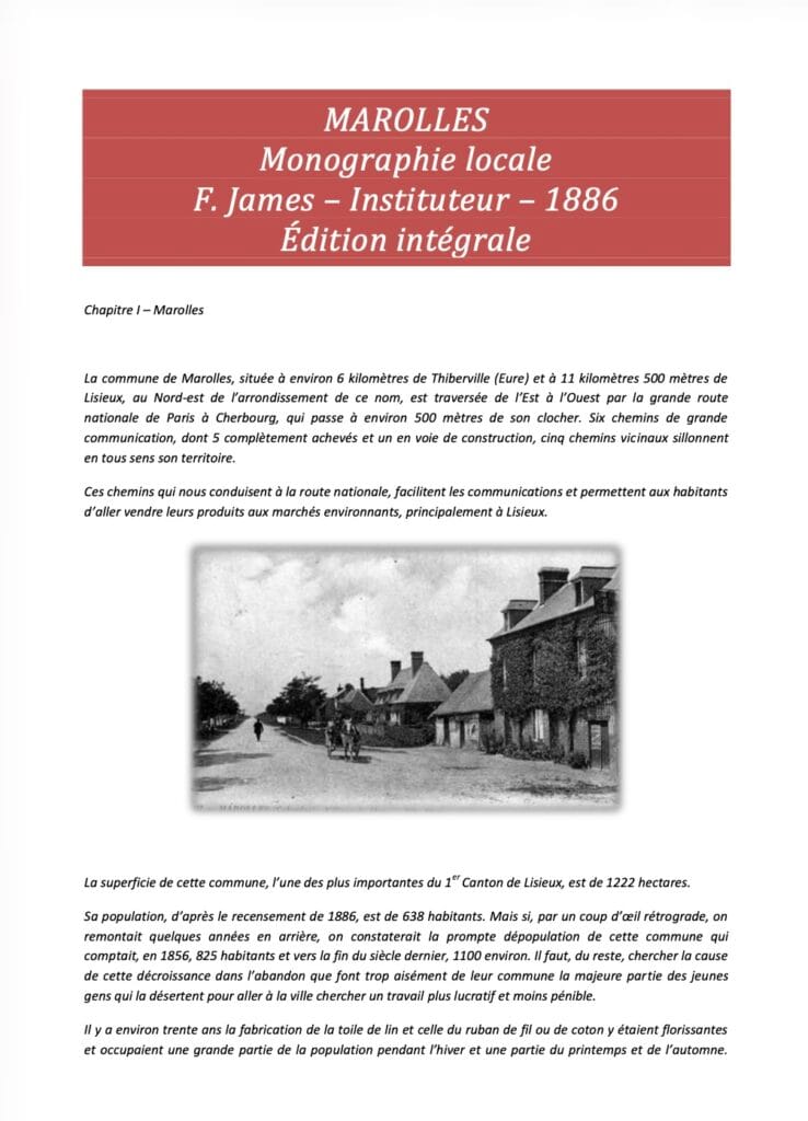 Capture d'écran de la monographie de Marolles