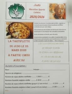 Affiche de la tartiflette du judo de Marolles